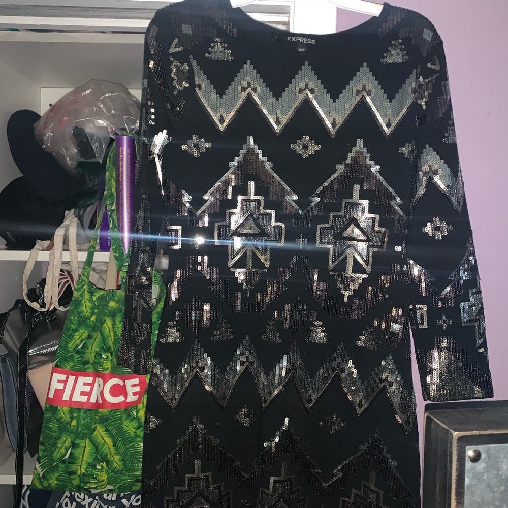 EXPRESS Glitter Aztec Print Dress